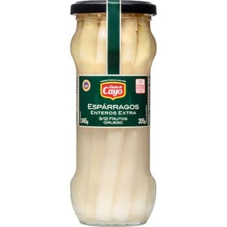Espárragos blancos extra IGP de Navarra gruesos 9-12 piezas frasco 205 g neto escurrido - Viuda De Cayo