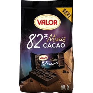 Mini tabletas de chocolate negro 82% cacao y sin gluten bolsa 171 g - Valor