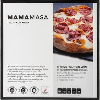 Pizza con chorizo picante de León caja 370 g - Mamamasa