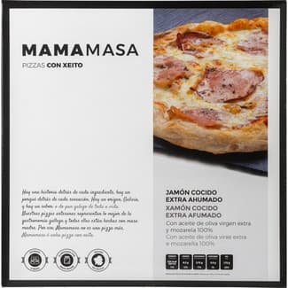Pizza de jamón cocido extra ahumado caja 410 g - Mamamasa