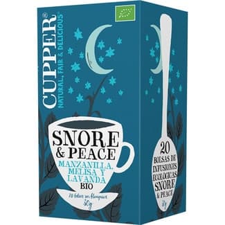 Snore & Peace Bio infusión de manzanilla, melisa y lavanda ecológica envase 20 bolsitas - Cupper