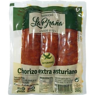 Chorizo asturiano extra ahumado sin gluten sin lactosa envase 250 g - La Braña