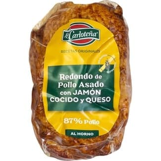 Redondo de pollo asado con jamón cocido y queso al horno sin gluten pieza 340 g - La Carloteña