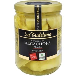 Corazones de alcachofa en mitades IGP de Tudela frasco 250 g neto escurrido - La Tudelana