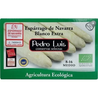 Espárragos blancos ecológicos IGP de Navarra medianos 8-16 piezas lata 250 g neto escurrido - Pedro Luis