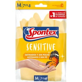 Sensitive guantes reutilizables satinados y sin polvo interior ultrafresh talla M paquete 1 unidad - Spontex