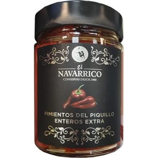 Pimientos del piquillo enteros extra frasco 290 g neto escurrido - El Navarrico