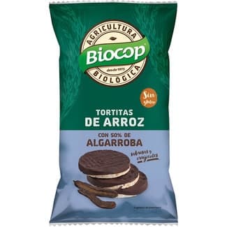 Tortitas de arroz con algarroba biológicas y sin gluten envase 100 g - Biocop