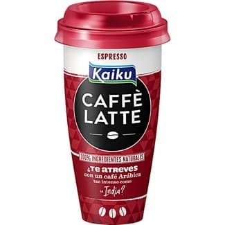 Caffé Latte Espresso bebida láctea de café arábica intenso con leche semidesnatada fresca vaso 230 ml sin gluten - Kaiku