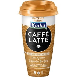 Caffé Latte Macchiato bebida láctea de café arábica con leche semidesnatada fresca y con crema sin gluten vaso 230 ml - Kaiku