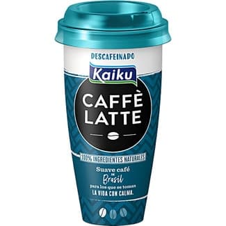 Caffé Latte Descafeinado bebida láctea de café arábica expresso con leche fresca entera vaso 230 ml sin gluten - Kaiku