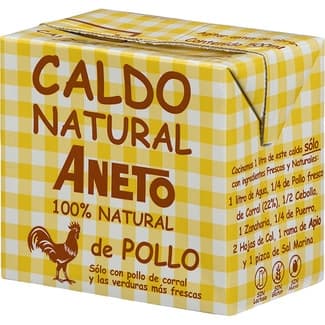 Caldo de pollo 100% natural sin gluten y sin lactosa envase 500 ml - Aneto