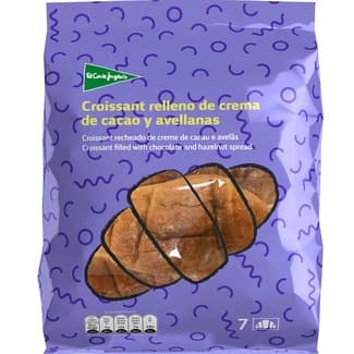 Croissants rellenos de crema de cacao y avellanas 7 unidades envasadas individualmente bolsa 315 g - El Corte Ingles