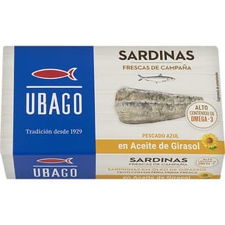 Sardinas en aceite de girasol lata 80 g neto escurrido - Ubago