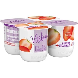 Yogur sabor fresa desnatado 0% m.g. 0% azúcares añadidos pack 4 unidades 120 g - Danone Vitalinea