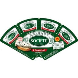 Queso francés roquefort de oveja elaborado con leche cruda 4 porciones DOP envase 100 g - Societe