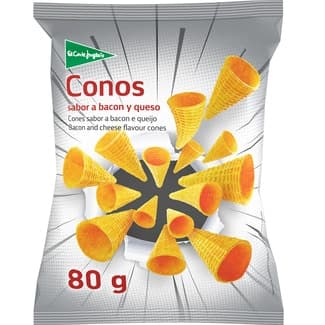 Conos de maíz sabor a bacon y queso bolsa 80 g - El Corte Ingles