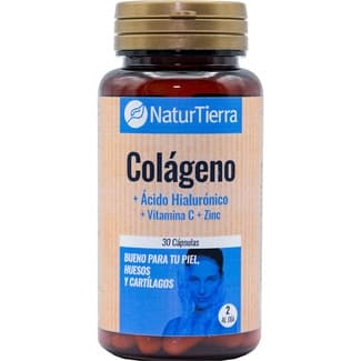 Colágeno + ácido hialurónico + vitamina C + Zinc bueno para tu piel, huesos y cartílagos envase 30 cápsulas - Naturtierra