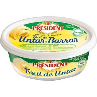 Mantequilla francesa con sal fácil de untar tarrina 250 g - President
