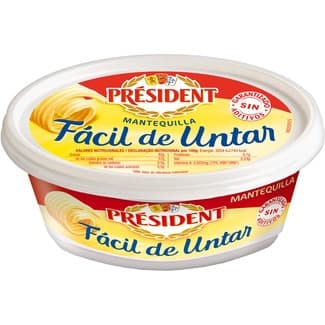 Mantequilla francesa fácil de untar sin aditivos tarrina 250 g - President