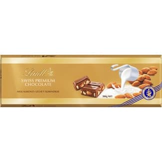 Chocolate con leche y almendras tableta 300 g - Lindt Swiss Premium