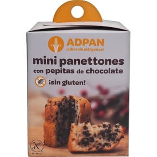 Mini panettone con pepitas de chocolate sin gluten 2 unidades envase 200 g - Adpan