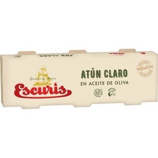 Atún claro en aceite de oliva pack 3 lata 67 g neto escurrido - Escuris