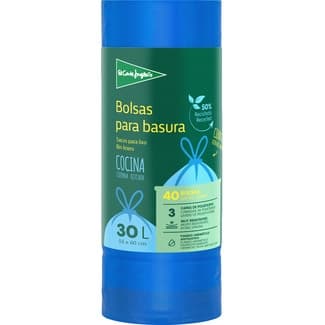 Bolsas de basura con autocierre azul 55x60 30 litros rollo 40 unidades - El Corte Ingles