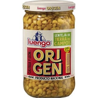 Origen lentejas cocidas IGP Tierra de Campos frasco 400 g neto escurrido - Luengo