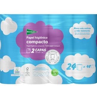 Papel higiénico compacto 2 capas paquete 24 rollos - El Corte Ingles