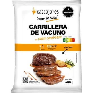 Carrillera de vacuno en salsa cordobesa 1 ración envase 300 g - Cascajares
