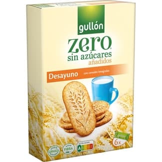 Galletas de desayuno con cereales integrales sin azúcares añadidos paquete 216 g en 6 bolsitas individuales - Gullon Zero
