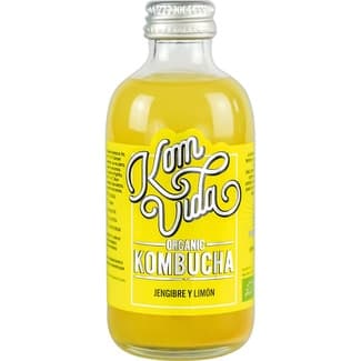 Organic kombucha con jengibre y limón ecológica botella 250 ml - Komvida