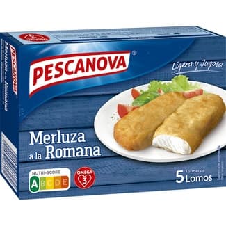 Lomos a la romana de merluza rebozada 5 unidades estuche 325 g - Pescanova