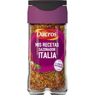 Sazonador Italia a base de pimiento rojo, tomate, orégano ideal para pasta, salsas y pizza frasco 30 g - Ducros Mis Recetas