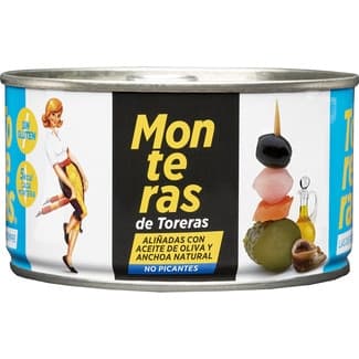 Monteras de toreras no picantes aliñadas con aceite de oliva y anchoa natural lata 120 g neto escurrido - Kimbo
