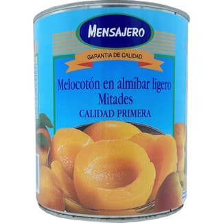 Melocotón en almíbar ligero primera 6-10 piezas lata 480 g neto escurrido - Mensajero