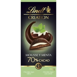 Chocolate negro 70% con menta relleno de mousse tableta 150 g - Lindt Creation