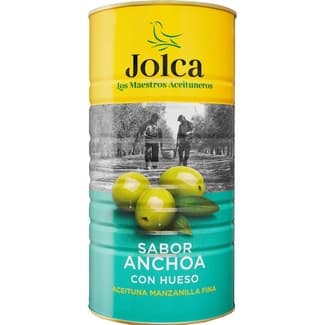 Aceitunas manzanilla fina sabor anchoa con hueso lata 750 g neto escurrido - Jolca