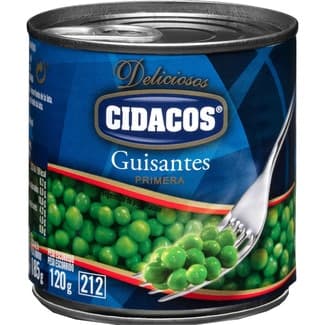 Guisantes al natural primera lata 120 g neto escurrido - Cidacos