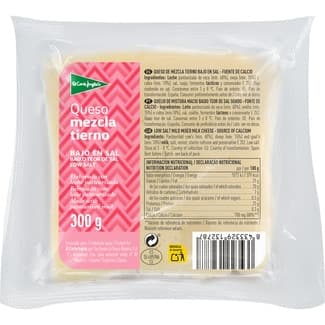Queso tierno mezcla bajo en sal elaborado con leche pasteurizada cuña 300 g - El Corte Ingles