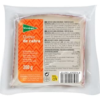 Queso de cabra semicurado elaborado con leche pasteurizada cuña 300 g - El Corte Ingles