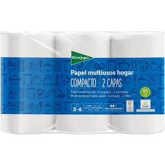 Papel de cocina blanco compacto 2 capas paquete 3 rollos - El Corte Ingles