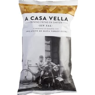 Patatas fritas elaboradas en aceite de oliva virgen extra sin sal bolsa 150 g - A Casa Vella