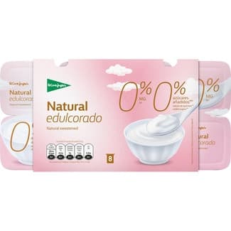 Yogur natural edulcorado desnatado 0% m.g. 0% azúcares añadidos pack 8 unidades 125 g - El Corte Ingles