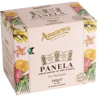 Panela azúcar moreno de caña integral ecológica en sobres caja 240 g (40 sobres de 6 g) - Azucarera