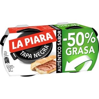 Tapa Negra paté de hígado de cerdo -50% de materia grasa pack 2 lata 75 g - La Piara