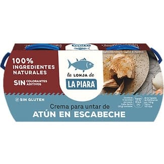 Paté crema de atún en escabeche sin gluten pack 2 lata 75 g - La Piara