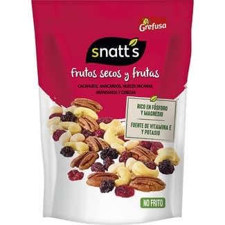 Nueces, anacardos, cacahuetes, arandanos y cerezas bolsa 120 g - Snatt's