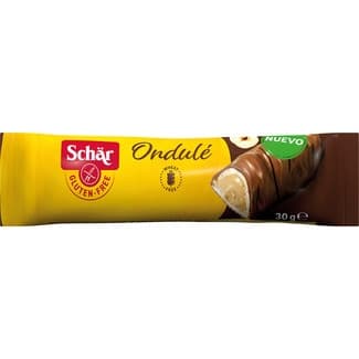 Ondulé barrita rellena de crema de avellanas y cubierta de chocolate sin gluten envase 30 g - Schar